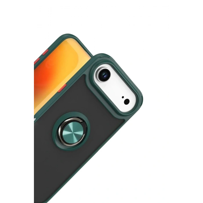 Mey İthalat®   iPhone 17 Air Montreal Yüzüklü Silikon Kapak - Yeşil