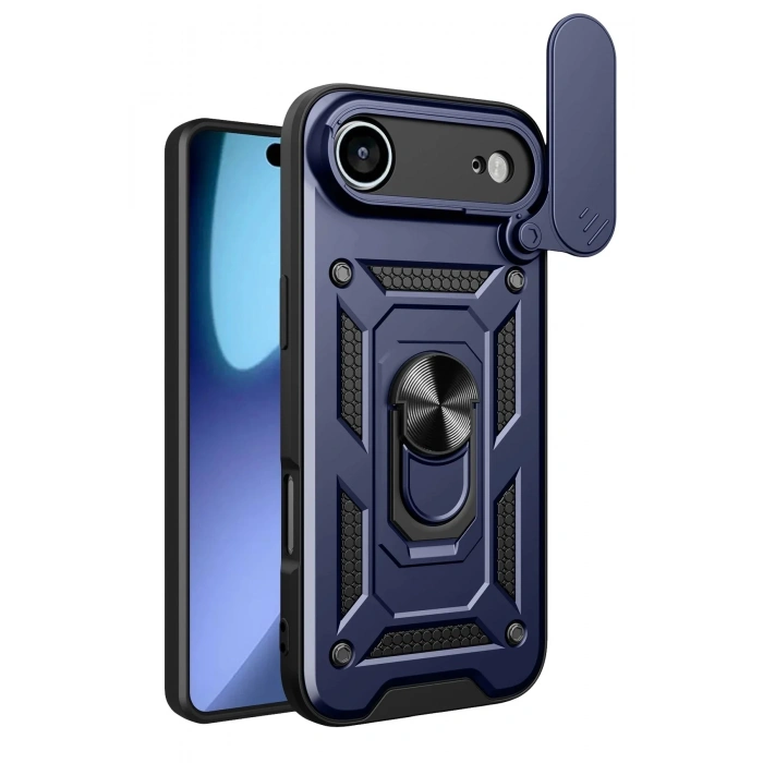 Mey İthalat®   iPhone 17 Air Pars Lens Yüzüklü Silikon - Lacivert