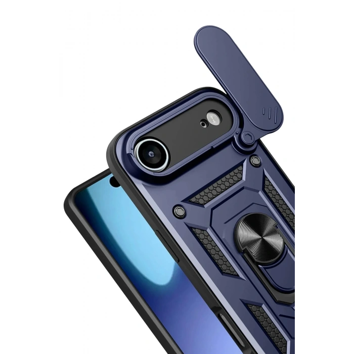 Mey İthalat®   iPhone 17 Air Pars Lens Yüzüklü Silikon - Lacivert