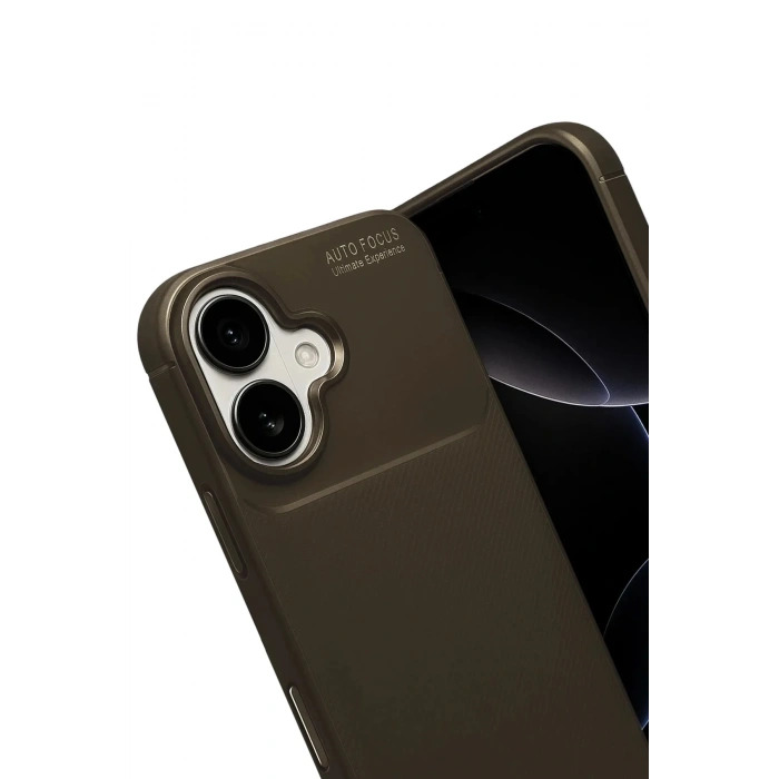 Mey İthalat®   iPhone 17 Auto Focus Karbon Kapak - Kahverengi