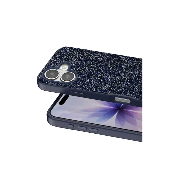 Mey İthalat®   iPhone 17 Bright Simli Kapak - Mavi