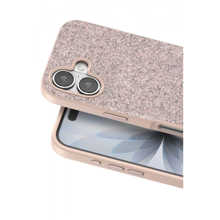 Mey İthalat®   iPhone 17 Bright Simli Kapak - Pembe