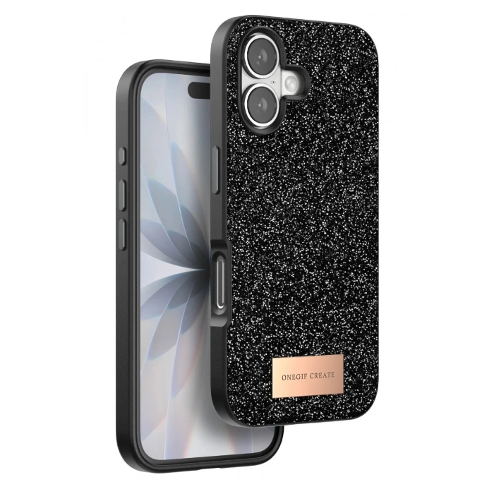 Mey İthalat®   iPhone 17 Bright Simli Kapak - Siyah