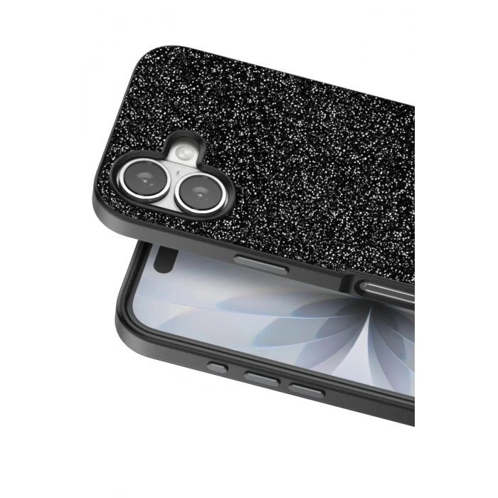 Mey İthalat®   iPhone 17 Bright Simli Kapak - Siyah