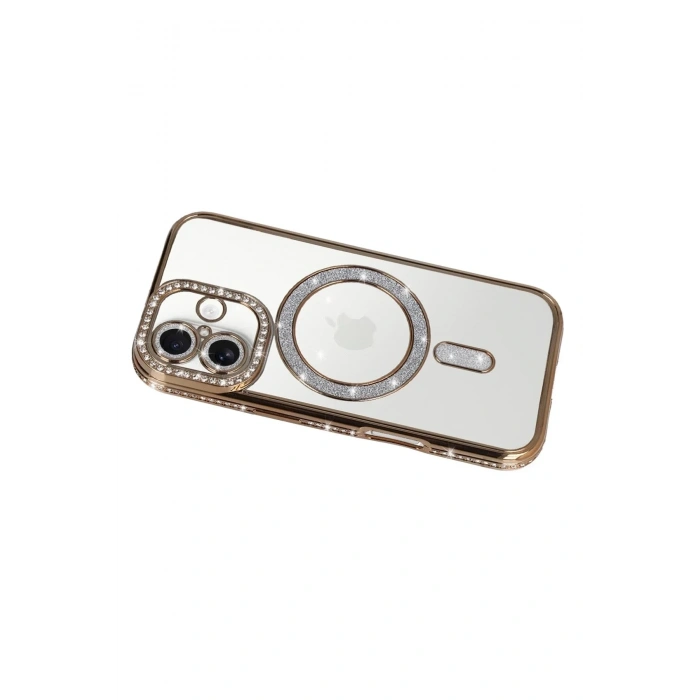 Mey İthalat®   iPhone 17 Joke Simli Magneticsafe Kılıf - Gold