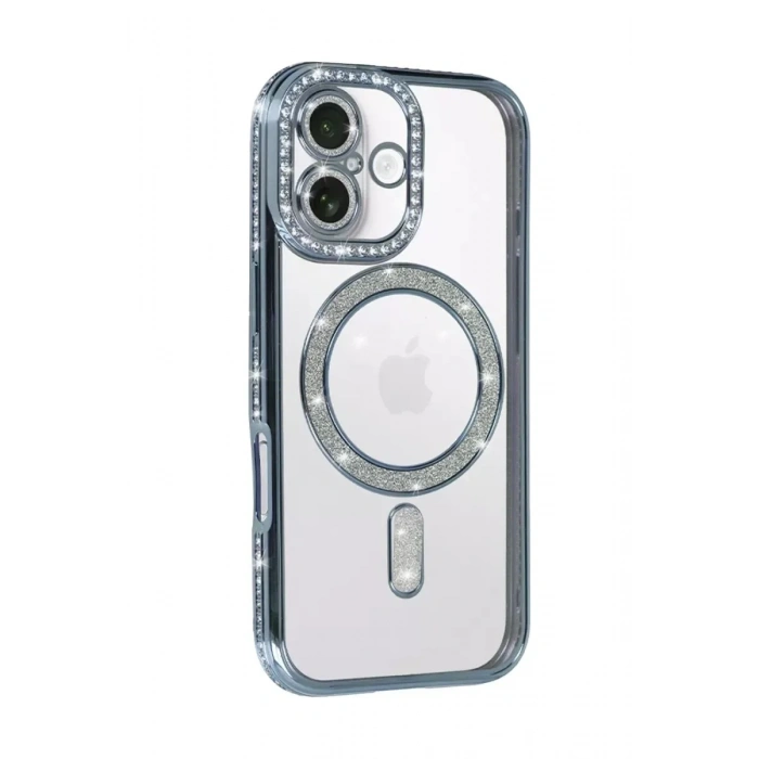 Mey İthalat®   iPhone 17 Joke Simli Magneticsafe Kılıf - Mavi
