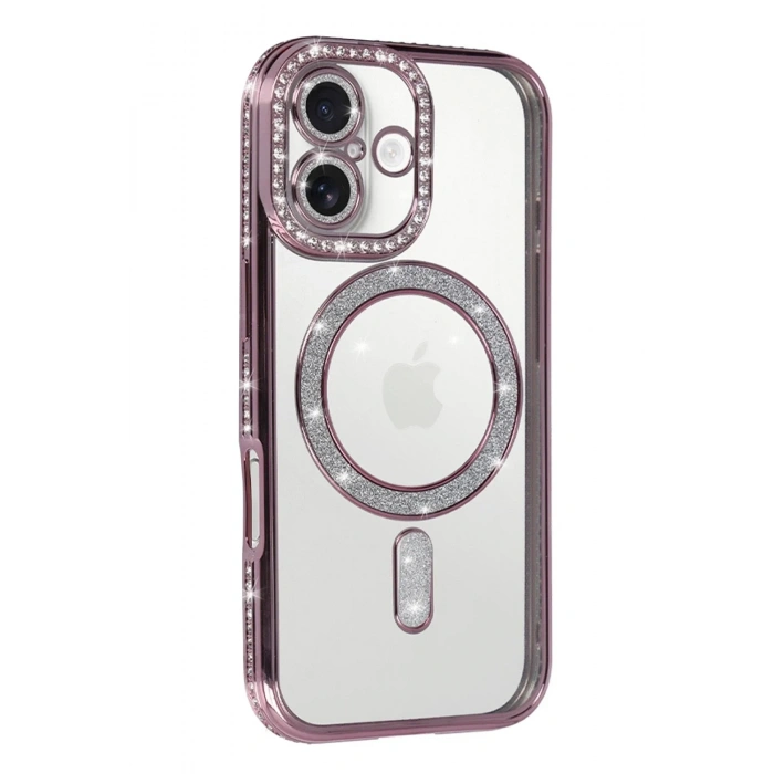 Mey İthalat®   iPhone 17 Joke Simli Magneticsafe Kılıf - Pembe