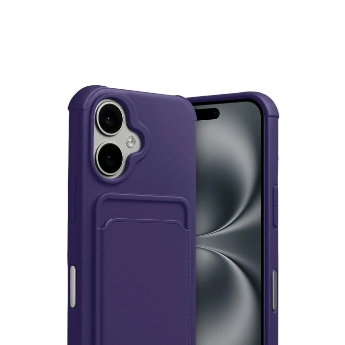 Mey İthalat®   iPhone 17 Kelvin Kartvizitli Silikon - Derin Mor