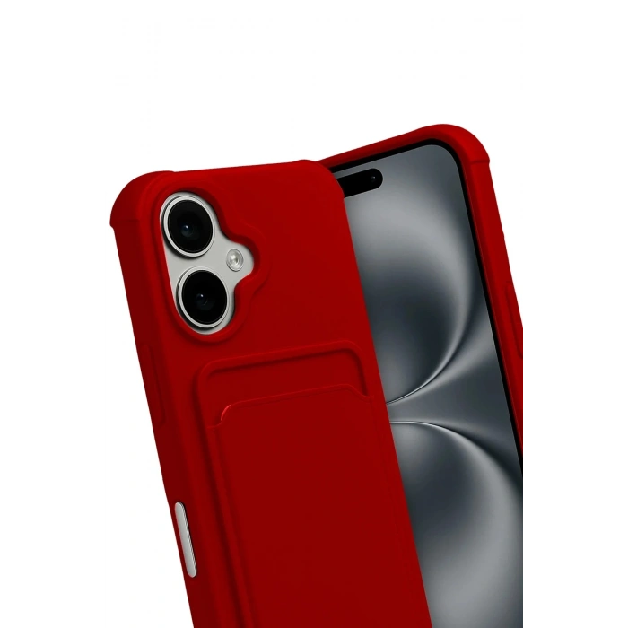 Mey İthalat®   iPhone 17 Kelvin Kartvizitli Silikon - Kırmızı