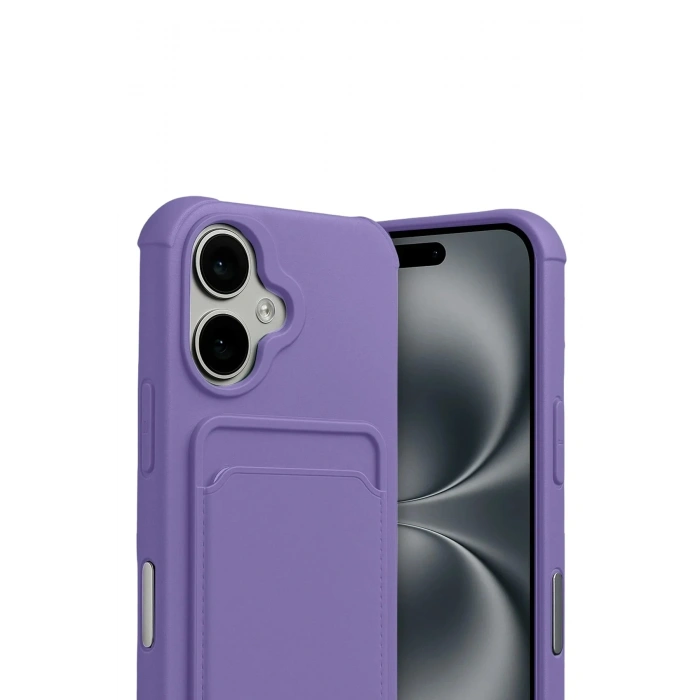 Mey İthalat®   iPhone 17 Kelvin Kartvizitli Silikon - Lila