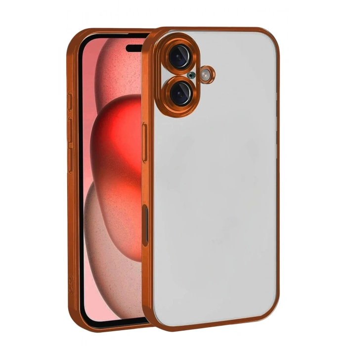 Mey İthalat®   iPhone 17  Lensli Silikon - Turuncu
