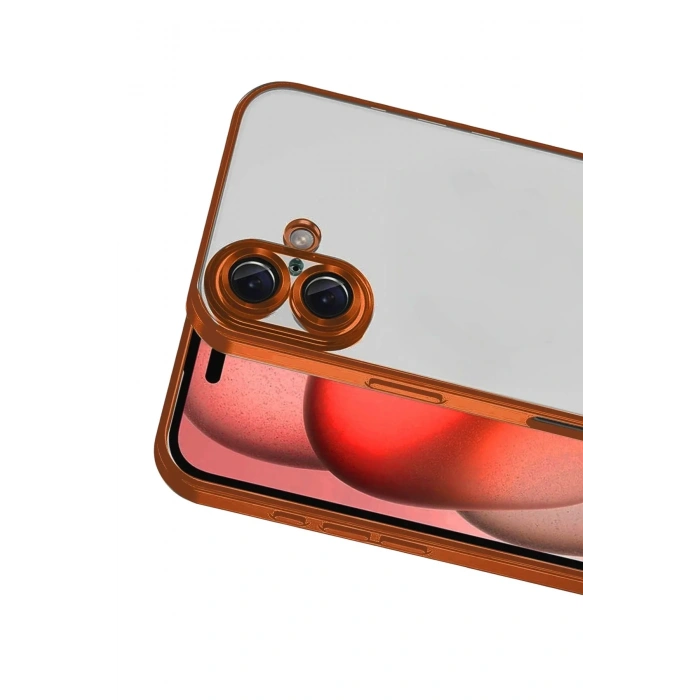 Mey İthalat®   iPhone 17  Lensli Silikon - Turuncu
