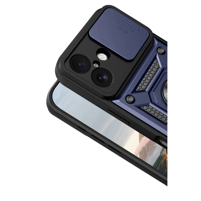 Mey İthalat®   iPhone 17 Pars Lens Yüzüklü Silikon - Lacivert