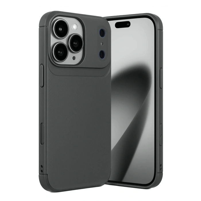 Mey İthalat®   iPhone 17 Pro Auto Focus Karbon Kapak - Gri
