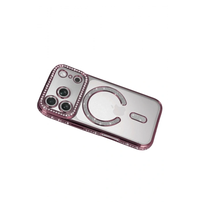 Mey İthalat®   iPhone 17 Pro Joke Simli Magneticsafe Kılıf - Pembe