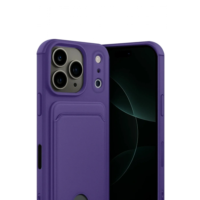 Mey İthalat®   iPhone 17 Pro Kelvin Kartvizitli Silikon - Derin Mor