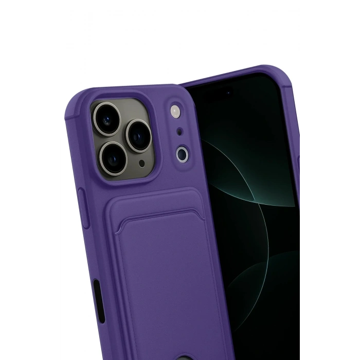 Mey İthalat®   iPhone 17 Pro Kelvin Kartvizitli Silikon - Derin Mor