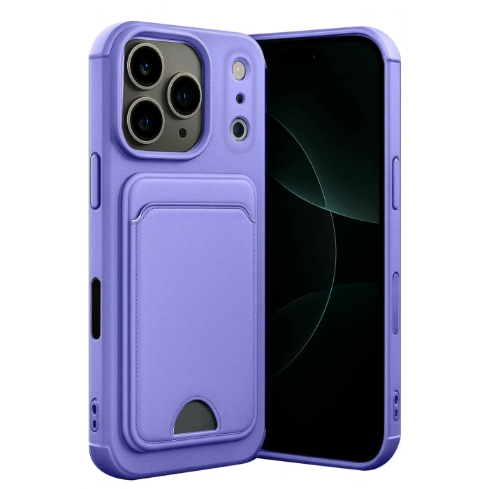 Mey İthalat®   iPhone 17 Pro Kelvin Kartvizitli Silikon - Lila