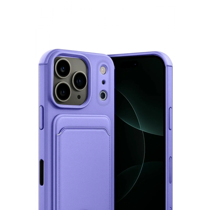 Mey İthalat®   iPhone 17 Pro Kelvin Kartvizitli Silikon - Lila