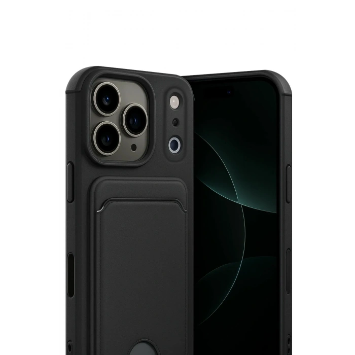 Mey İthalat®   iPhone 17 Pro Kelvin Kartvizitli Silikon - Siyah