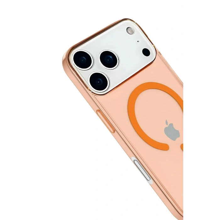 Mey İthalat®  iPhone 17 Pro Kılıf Pc Real Magsafe Kapak - Turuncu