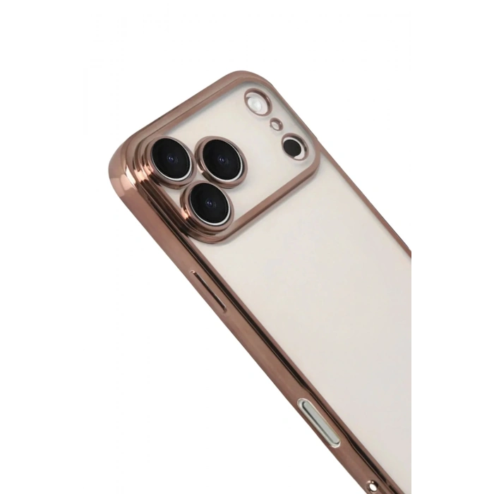 Mey İthalat®   iPhone 17 Pro  Lensli Silikon - Çöl Titanyum