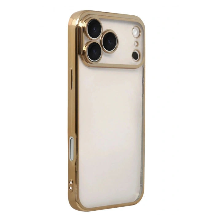 Mey İthalat®   iPhone 17 Pro  Lensli Silikon - Gold