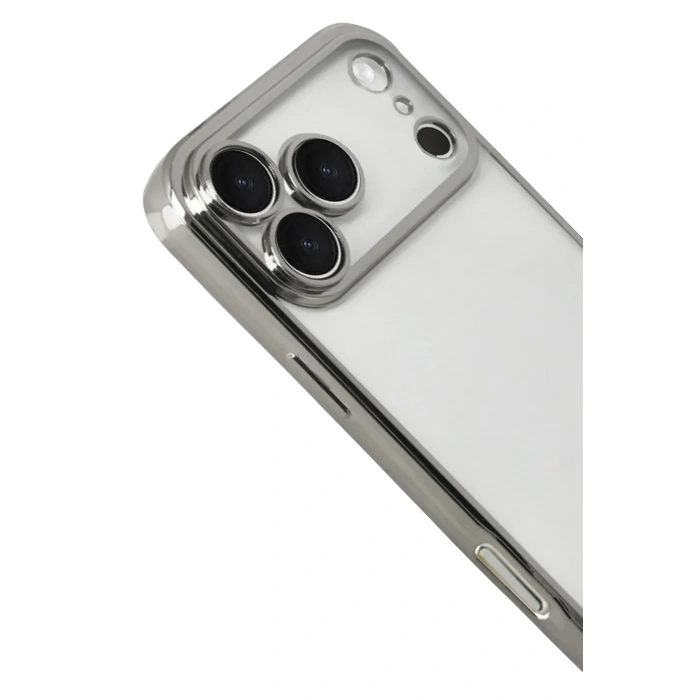 Mey İthalat®   iPhone 17 Pro  Lensli Silikon - Gümüş