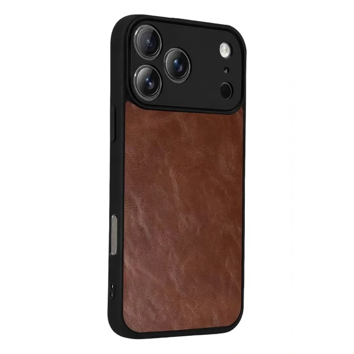 Mey İthalat®   iPhone 17 Pro Max Aras Deri Kapak - Taba