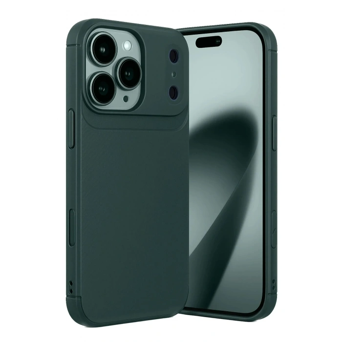 Mey İthalat®   iPhone 17 Pro Max Auto Focus Karbon Kapak - Koyu Yeşil