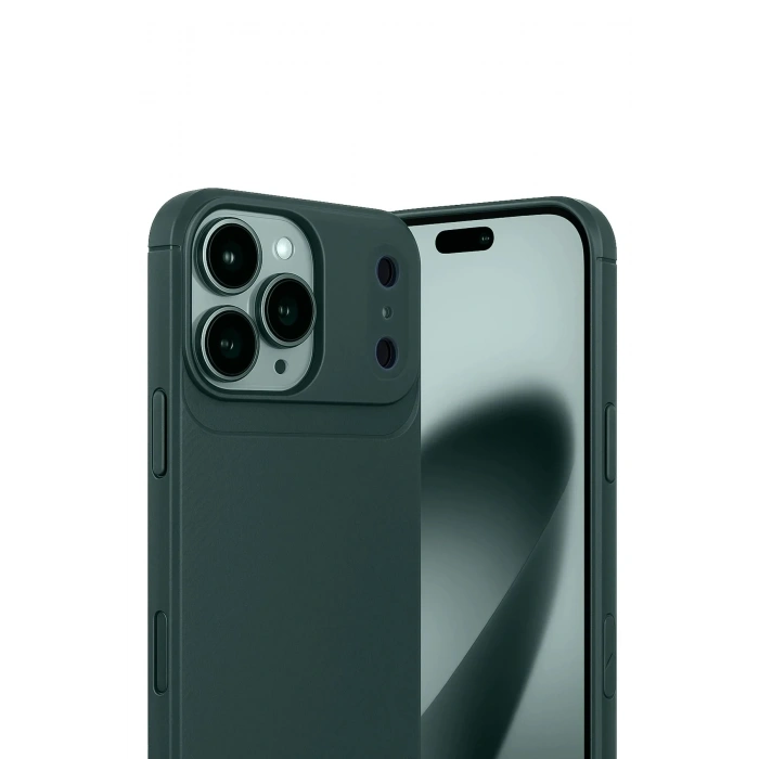 Mey İthalat®   iPhone 17 Pro Max Auto Focus Karbon Kapak - Koyu Yeşil