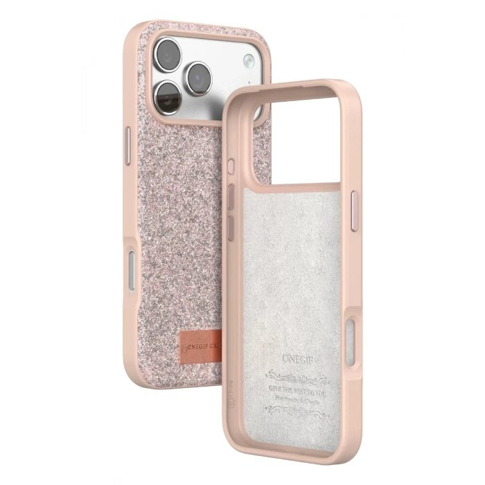 Mey İthalat®   iPhone 17 Pro Max Bright Simli Kapak - Pembe