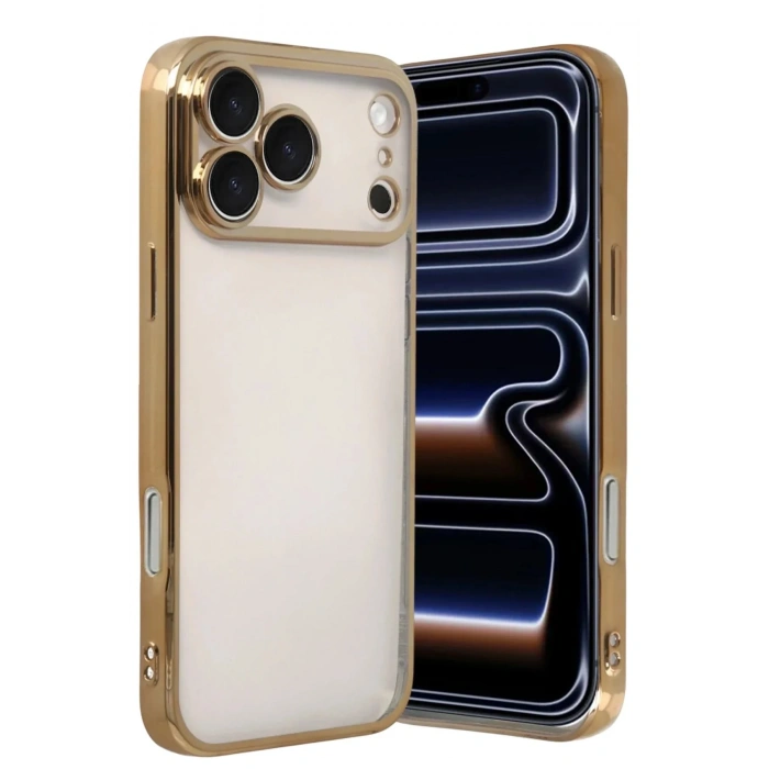 Mey İthalat®   iPhone 17 Pro Max  Lensli Silikon - Gold