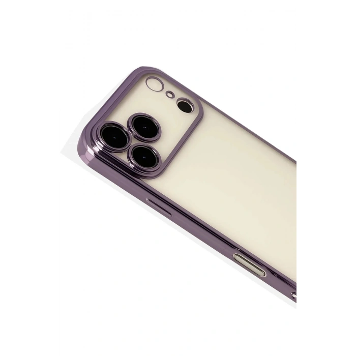 Mey İthalat®   iPhone 17 Pro Max  Lensli Silikon - Mor