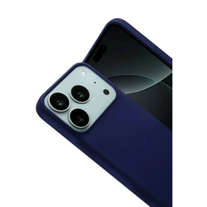 Mey İthalat®   iPhone 17 Pro Nano içi Kadife Silikon - Lacivert