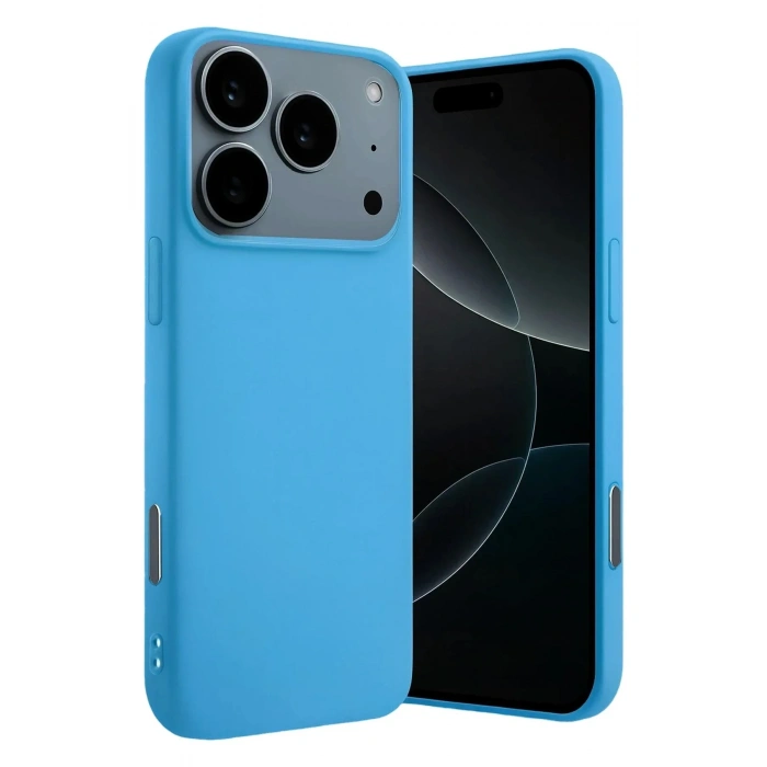 Mey İthalat®   iPhone 17 Pro Nano içi Kadife Silikon - Mavi