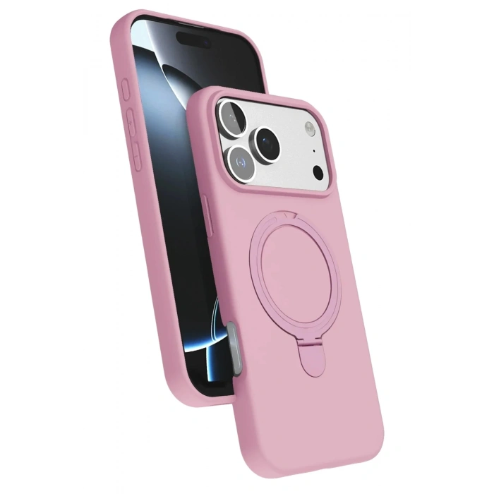 Mey İthalat®   iPhone 17 Pro Regal Magsafe Standlı Kapak - Açık Pembe