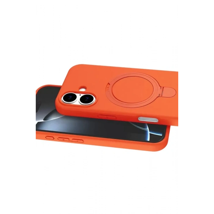 Mey İthalat®   iPhone 17 Regal Magsafe Standlı Kapak - Turuncu