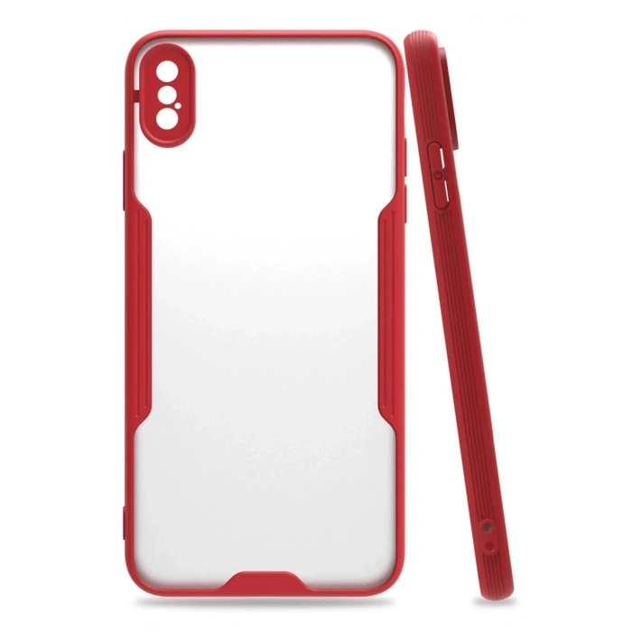 Mey İthalat®  iPhone XS Max Kılıf Platin Silikon - Kırmızı