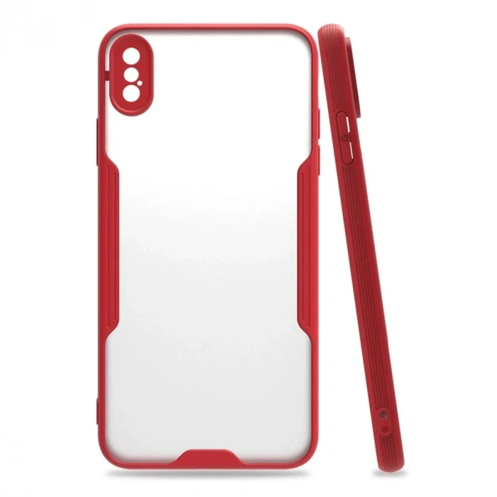 Mey İthalat®  iPhone XS Max Kılıf Platin Silikon - Kırmızı