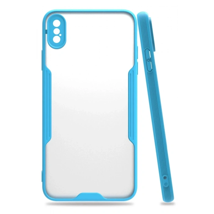 Mey İthalat®  iPhone XS Max Kılıf Platin Silikon - Mavi