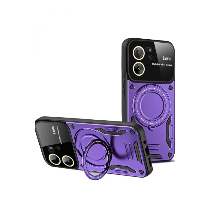 Mey İthalat®   Mi 13T Pro Kılıf Joy Lens Standlı Kapak - Mor