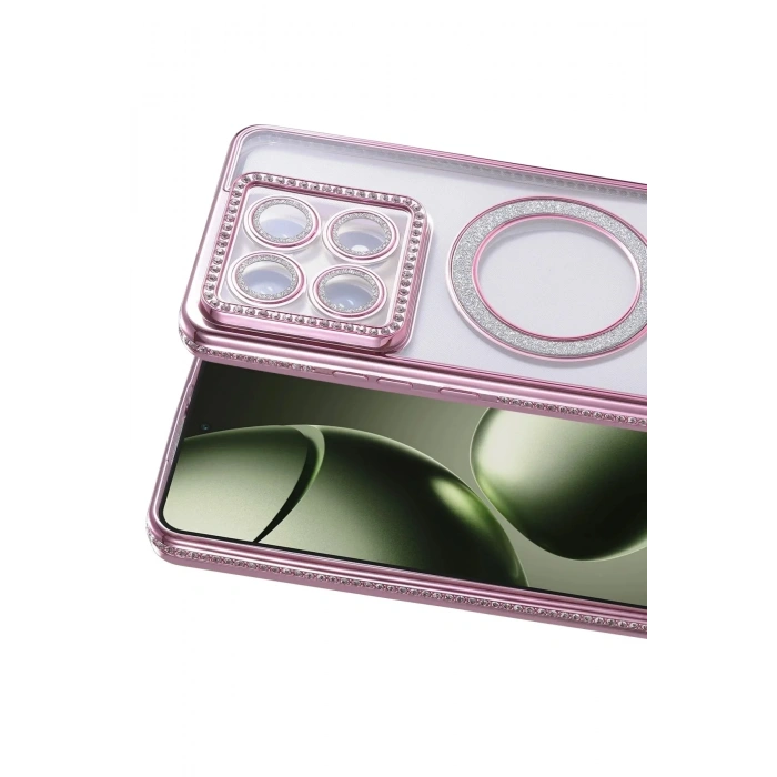 Mey İthalat®   Mi 14T Pro Joke Simli Magneticsafe Kılıf - Pembe
