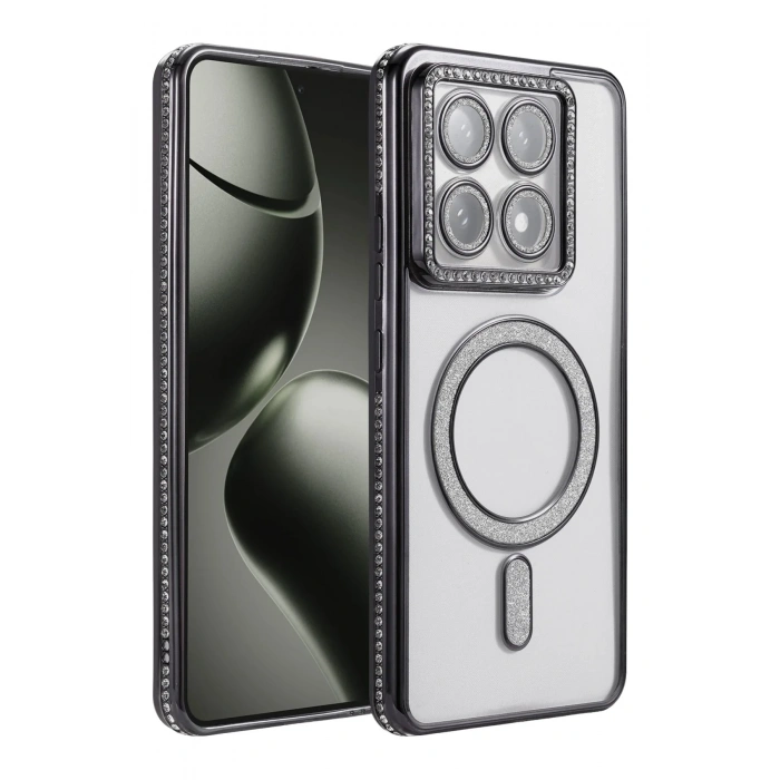 Mey İthalat®   Mi 14T Pro Joke Simli Magneticsafe Kılıf - Siyah