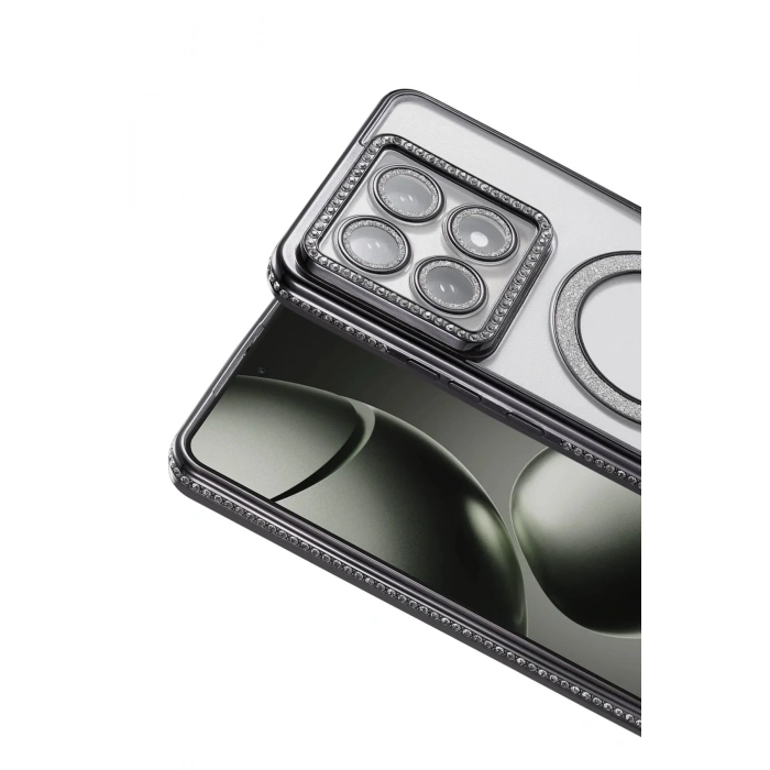 Mey İthalat®   Mi 14T Pro Joke Simli Magneticsafe Kılıf - Siyah