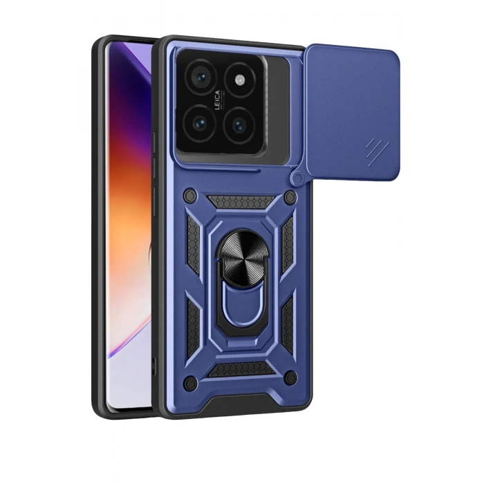 Mey İthalat®   Mi 14T Pro Kılıf Pars Lens Yüzüklü Silikon - Lacivert