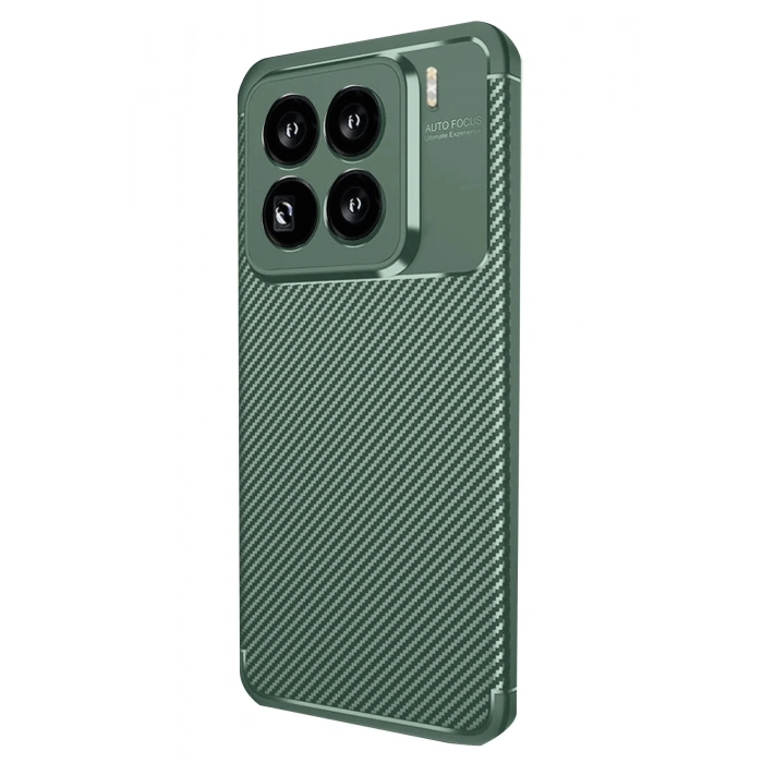 Mey İthalat®   Mi 15 Pro Kılıf Auto Focus Karbon Kapak - Koyu Yeşil
