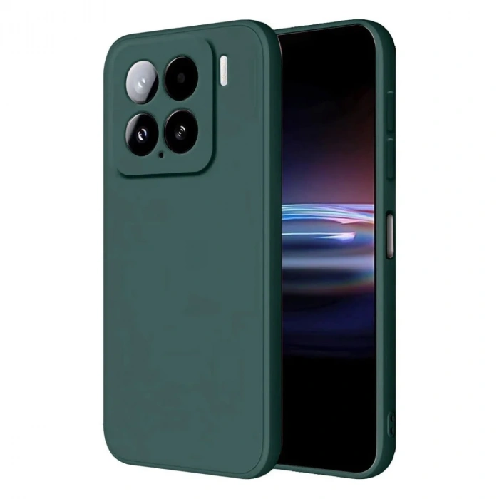 Mey İthalat®   Mi 15 Pro Kılıf Nano içi Kadife Silikon - Koyu Yeşil