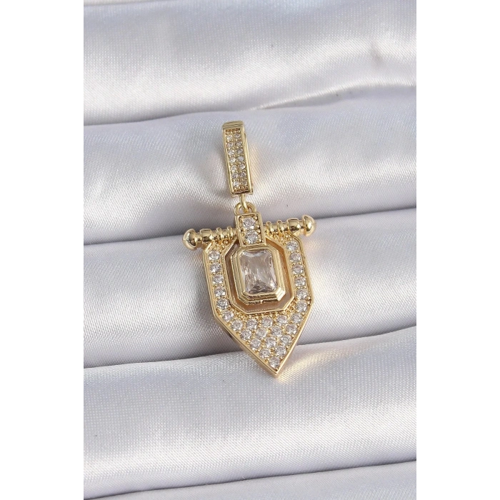 Mey İthalat® Pirinç Gold Renk Baget Zirkon Taşlı Ajda Charm