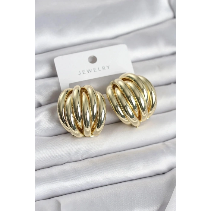 Mey İthalat® Pirinç Gold Renk Vintage Kadın Küpe